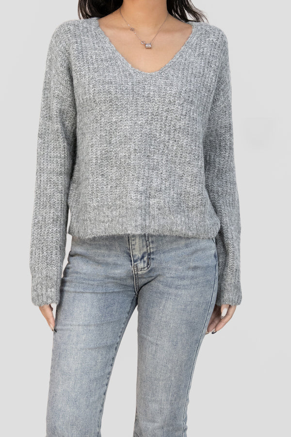 Pull col V en maille douce et moelleuse