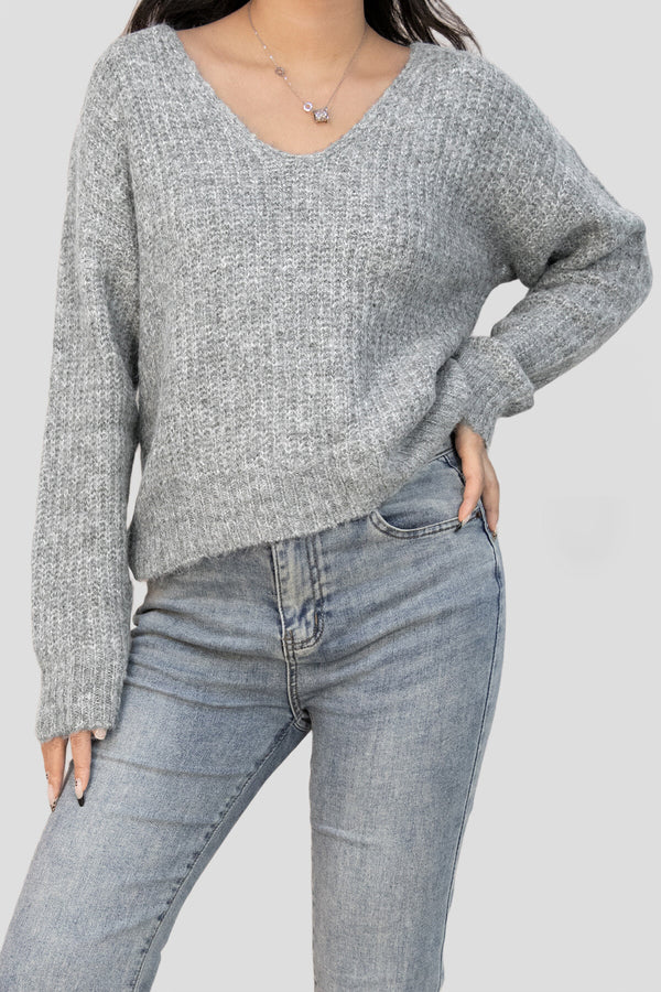 Pull col V en maille douce et moelleuse
