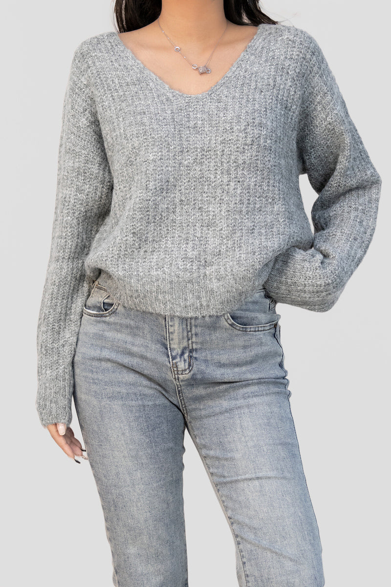 Pull col V en maille douce et moelleuse