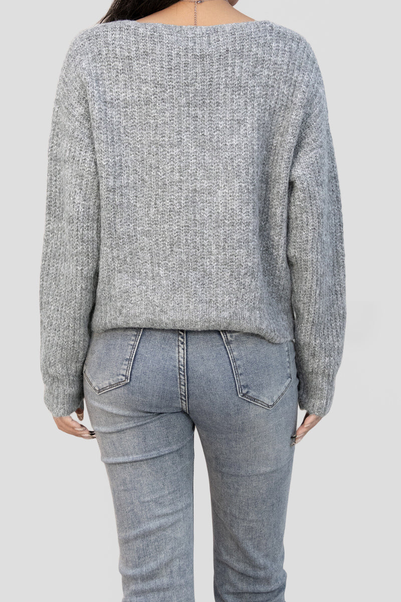 Pull col V en maille douce et moelleuse