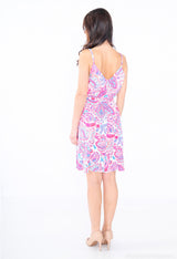 Robe courte bretelle à motif paisley