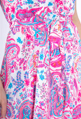 Robe courte bretelle à motif paisley