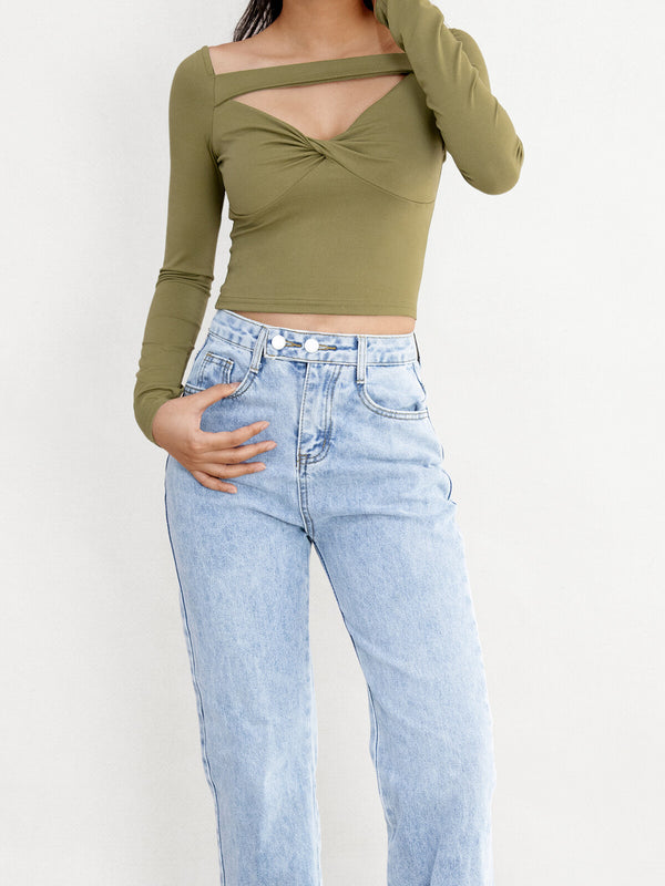 Top manche longue décolleté croisé