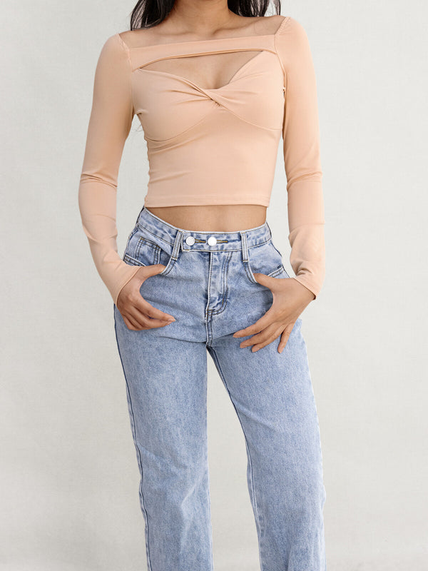 Top manche longue décolleté croisé